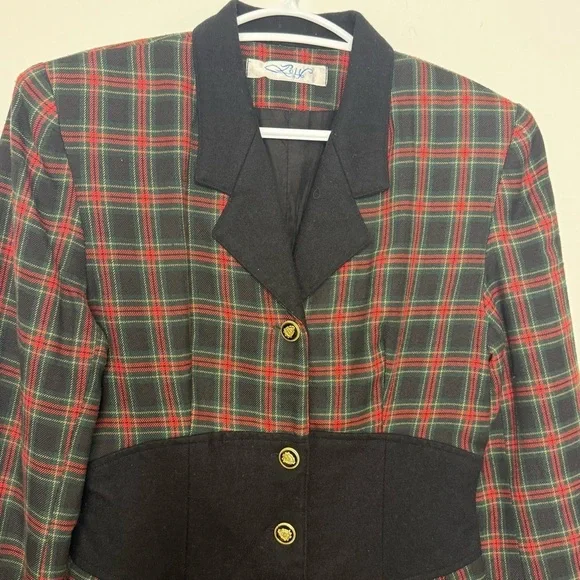 Vintage 80s Plaid Button-Up Dress | Red & Black Tartan | Small - Picture 5 of 11